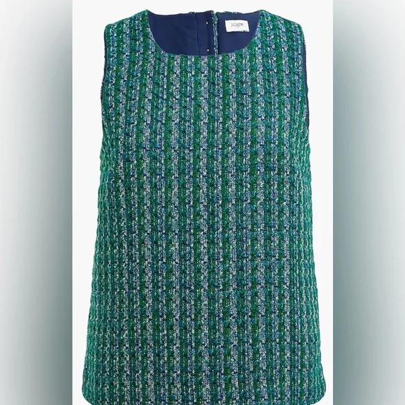 J. Crew Tweed Green/Blue Blouse - Picture 4 of 7